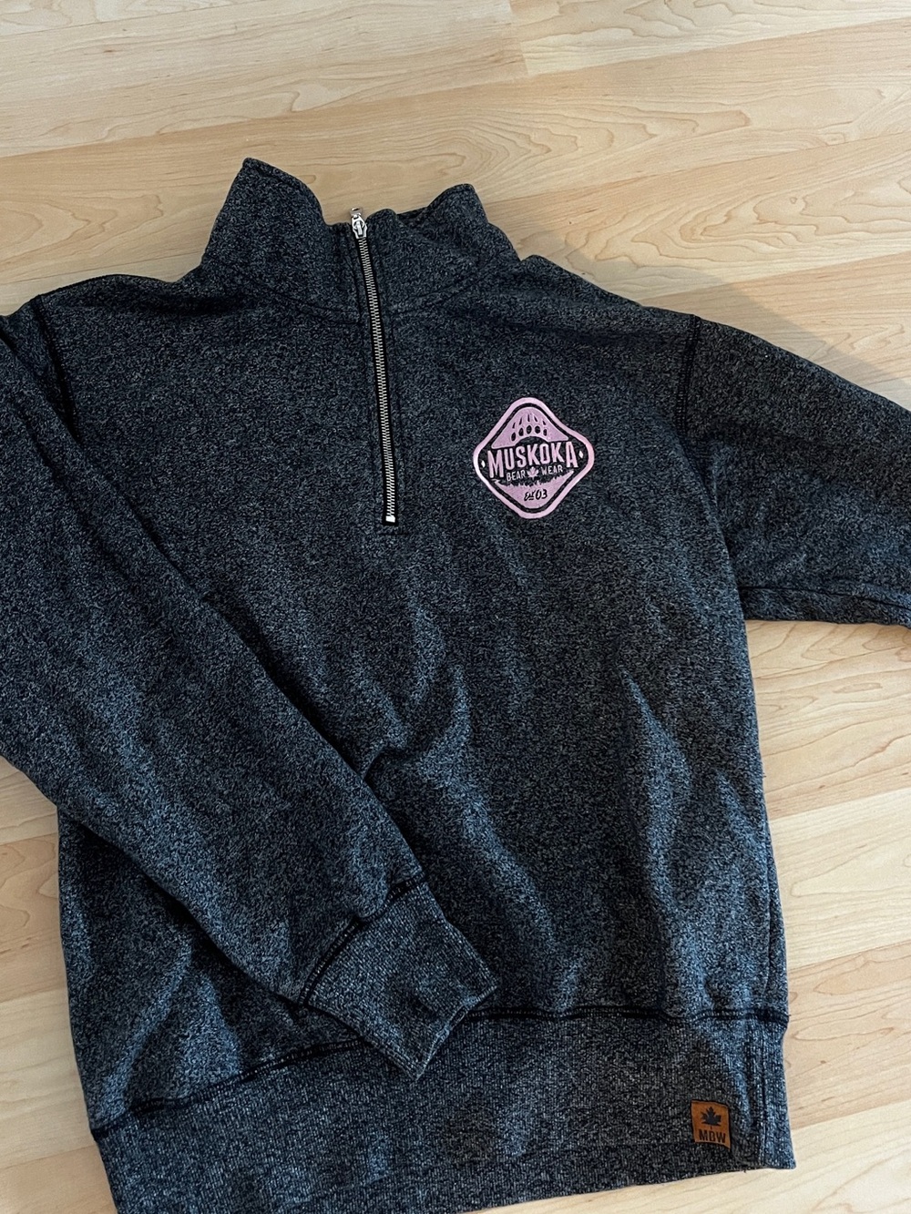 Muskoka Maroon Peak Half-Zip Pullover - Charcoal with Pink Logo